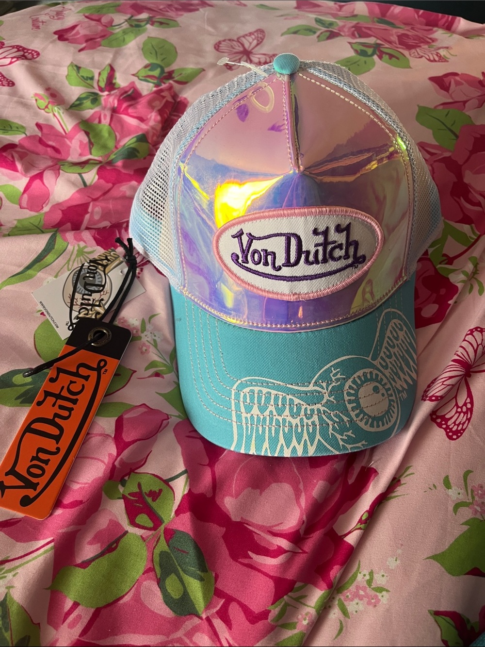 Von Dutch Iridescent Pink-Aqua Trucker Hat